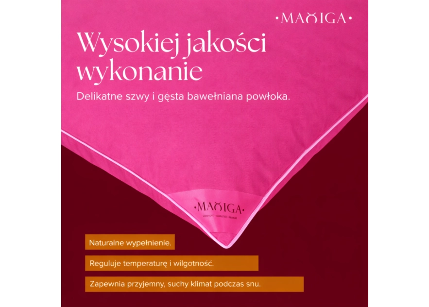 2X PODUSZKA PÓŁPUCHOWA 70x80 4KG RÓŻ ANTYALERGICZNA MIĘKKA 100% BAWEŁNA